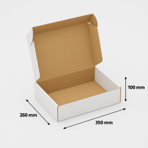 f71 pudełko fasonowe bielone z logo otwarte 350x260x100