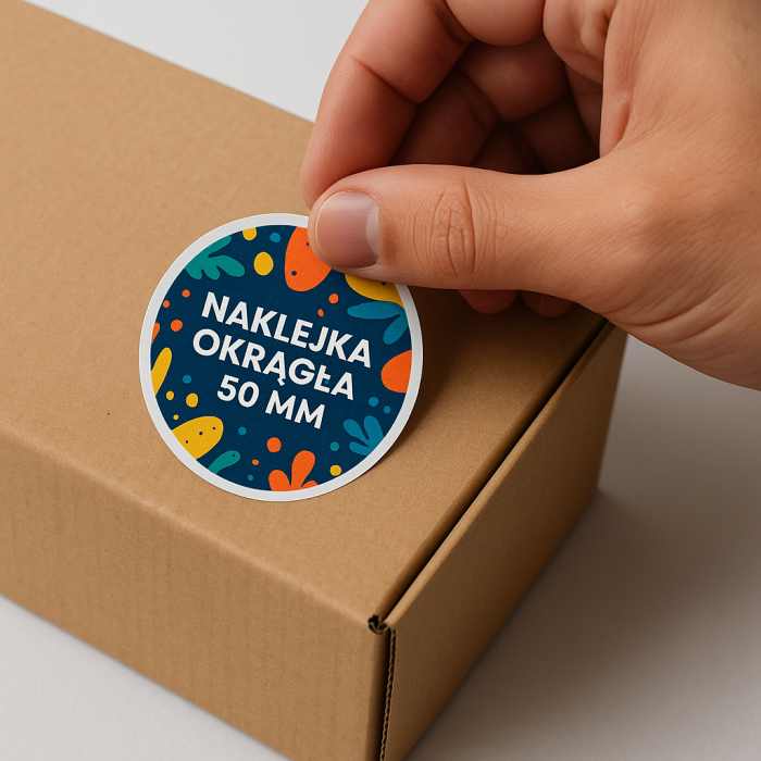 etykieta okrągła 50 mm na pudełko wysyłkowe