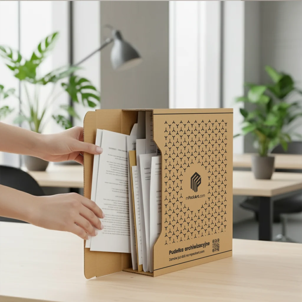 pudełka archiwizacyjne z nadrukiem